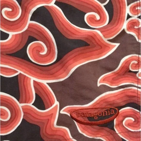 Patagonia Board Shorts 32 Pataloha Brown Orange White Wave HTF - Picture 2 of 4